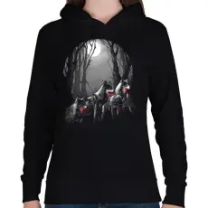 PRINTFASHION Vérszomjas falka - Női kapucnis pulóver - Fekete