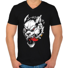 PRINTFASHION Vérszomjas farkas - Férfi V-nyakú póló - Fekete férfi póló