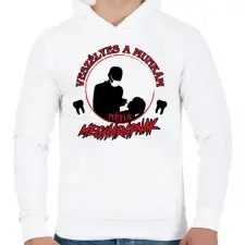 PRINTFASHION Veszélyes a munkám - Férfi kapucnis pulóver - Fehér férfi pulóver, kardigán
