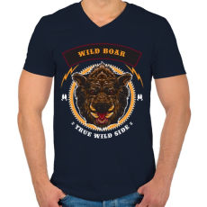 PRINTFASHION Veszélyes...  - Férfi V-nyakú póló - Sötétkék