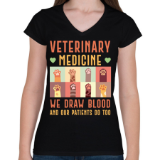 PRINTFASHION Veterinary medicine - Állatgyógyászat - Női V-nyakú póló - Fekete női póló