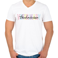 PRINTFASHION Veterinary  technician - Férfi V-nyakú póló - Fehér