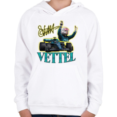 PRINTFASHION Vettel F1 - Gyerek kapucnis pulóver - Fehér
