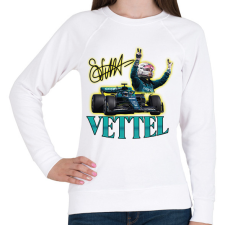 PRINTFASHION Vettel F1 - Női pulóver - Fehér női pulóver, kardigán