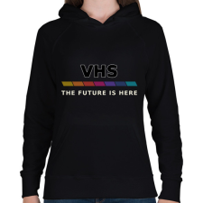 PRINTFASHION VHS retro - Női kapucnis pulóver - Fekete női pulóver, kardigán