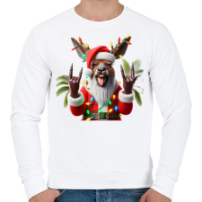 PRINTFASHION Vicces ausztrál karácsonyi rocker party kenguru - Mikulás ruhában - Férfi pulóver - Fehér férfi pulóver, kardigán