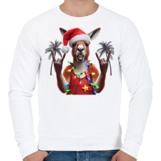 PRINTFASHION Vicces ausztrál karácsonyi rocker party kenguru - Mikulás ruhában - Férfi pulóver - Fehér