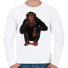 PRINTFASHION Vicces Csimpánz - Férfi pulóver - Fehér