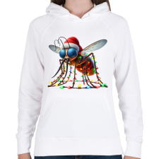 PRINTFASHION Vicces gonosz karácsonyi szúnyog - izzósorral - Női kapucnis pulóver - Fehér női pulóver, kardigán