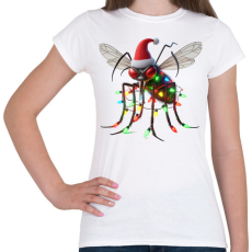 PRINTFASHION Vicces gonosz karácsonyi szúnyog - izzósorral - Női póló - Fehér