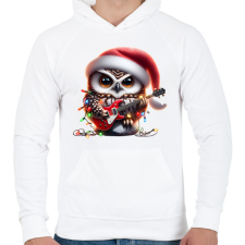 PRINTFASHION Vicces karácsonyi gitáros rocker party bagoly - Férfi kapucnis pulóver - Fehér férfi pulóver, kardigán
