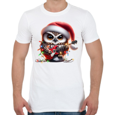 PRINTFASHION Vicces karácsonyi gitáros rocker party bagoly - Férfi póló - Fehér férfi póló