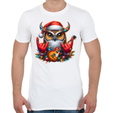 PRINTFASHION Vicces karácsonyi gitáros rocker party bagoly - Férfi póló - Fehér