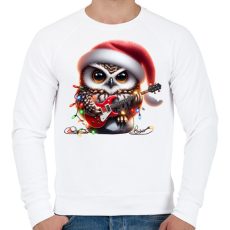 PRINTFASHION Vicces karácsonyi gitáros rocker party bagoly - Férfi pulóver - Fehér