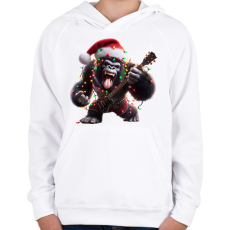 PRINTFASHION Vicces karácsonyi gitáros rocker party gorilla - Gyerek kapucnis pulóver - Fehér