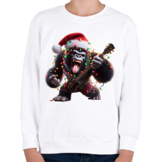PRINTFASHION Vicces karácsonyi gitáros rocker party gorilla - Gyerek pulóver - Fehér