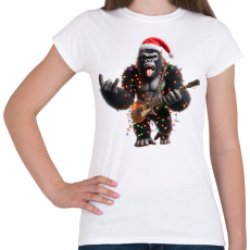 PRINTFASHION Vicces karácsonyi gitáros rocker party gorilla - Női póló - Fehér