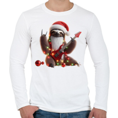 PRINTFASHION Vicces karácsonyi gitáros rocker party lajhár - Férfi hosszú ujjú póló - Fehér