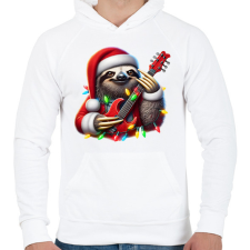 PRINTFASHION Vicces karácsonyi gitáros rocker party lajhár - Férfi kapucnis pulóver - Fehér férfi pulóver, kardigán