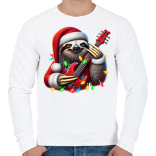 PRINTFASHION Vicces karácsonyi gitáros rocker party lajhár - Férfi pulóver - Fehér férfi pulóver, kardigán