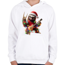 PRINTFASHION Vicces karácsonyi gitáros rocker party lajhár - Gyerek kapucnis pulóver - Fehér gyerek pulóver, kardigán