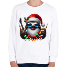 PRINTFASHION Vicces karácsonyi gitáros rocker party lajhár - Gyerek pulóver - Fehér