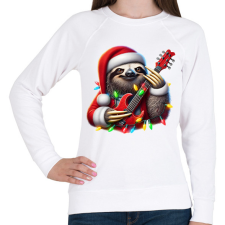 PRINTFASHION Vicces karácsonyi gitáros rocker party lajhár - Női pulóver - Fehér női pulóver, kardigán