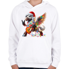 PRINTFASHION Vicces karácsonyi gitáros rocker party ló / Pegazus - Gyerek kapucnis pulóver - Fehér