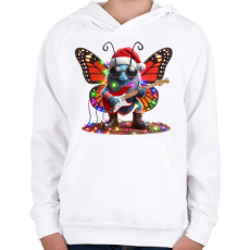 PRINTFASHION Vicces karácsonyi gitáros rocker party pillangó / lepke - Gyerek kapucnis pulóver - Fehér