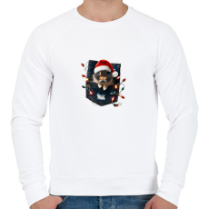 PRINTFASHION Vicces karácsonyi nyuszi zsebben - mikulás sapkában - Férfi pulóver - Fehér