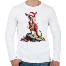 PRINTFASHION Vicces karácsonyi party kenguru - Mikulás ruhában - Férfi hosszú ujjú póló - Fehér férfi póló