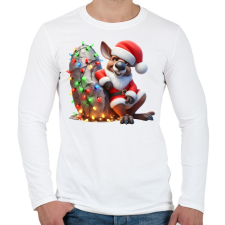 PRINTFASHION Vicces karácsonyi party kenguru - Mikulás ruhában - Férfi hosszú ujjú póló - Fehér férfi póló