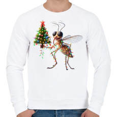 PRINTFASHION Vicces karácsonyi party szúnyog - Férfi pulóver - Fehér