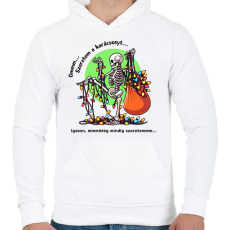 PRINTFASHION Vicces karácsonyi pulcsi / póló minta - csontváz - Férfi kapucnis pulóver - Fehér