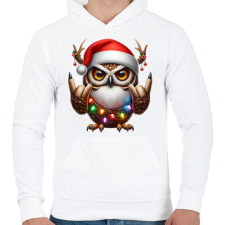 PRINTFASHION Vicces karácsonyi rocker party bagoly - Férfi kapucnis pulóver - Fehér férfi pulóver, kardigán