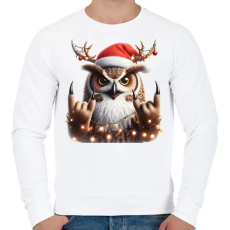 PRINTFASHION Vicces karácsonyi rocker party bagoly - Férfi pulóver - Fehér