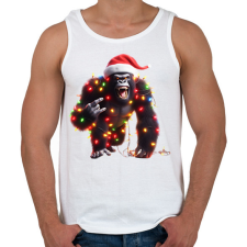 PRINTFASHION Vicces karácsonyi rocker party gorilla - Férfi atléta - Fehér atléta, trikó
