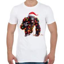 PRINTFASHION Vicces karácsonyi rocker party gorilla - Férfi póló - Fehér férfi póló