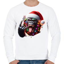 PRINTFASHION Vicces karácsonyi rocker party gorilla - Férfi pulóver - Fehér férfi pulóver, kardigán