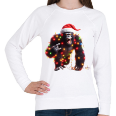 PRINTFASHION Vicces karácsonyi rocker party gorilla - Női pulóver - Fehér