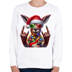 PRINTFASHION Vicces karácsonyi rocker party kenguru - Mikulás ruhában - Gyerek pulóver - Fehér