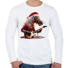 PRINTFASHION Vicces karácsonyi rocker party ló - Férfi hosszú ujjú póló - Fehér férfi póló