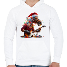 PRINTFASHION Vicces karácsonyi rocker party ló - Férfi kapucnis pulóver - Fehér férfi pulóver, kardigán