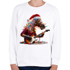 PRINTFASHION Vicces karácsonyi rocker party ló - Gyerek pulóver - Fehér gyerek pulóver, kardigán