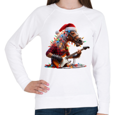PRINTFASHION Vicces karácsonyi rocker party ló - Női pulóver - Fehér
