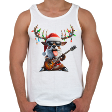 PRINTFASHION Vicces karácsonyi rocker party rénszarvas - Mikulás ruhában - Férfi atléta - Fehér atléta, trikó