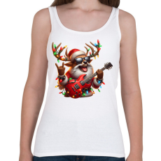 PRINTFASHION Vicces karácsonyi rocker party rénszarvas - Mikulás ruhában - Női atléta - Fehér