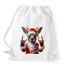 PRINTFASHION Vicces karácsonyi rocker party rénszarvas - Mikulás ruhában - Sportzsák, Tornazsák - Fehér tornazsák