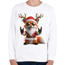 PRINTFASHION Vicces karácsonyi rocker party róka - télapó sapkában - Gyerek pulóver - Fehér gyerek pulóver, kardigán