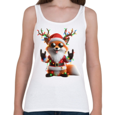 PRINTFASHION Vicces karácsonyi rocker party róka - télapó sapkában - Női atléta - Fehér női trikó